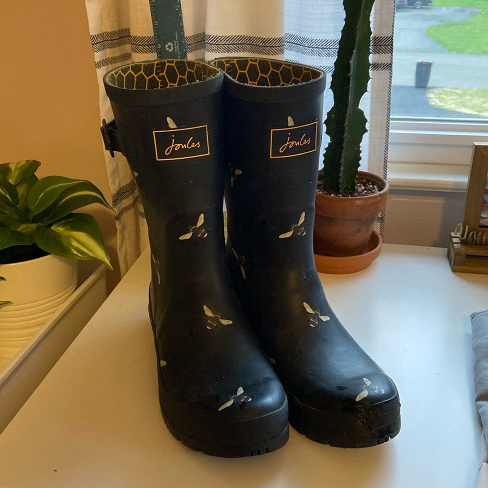 Joules Midi Black Bumble Bee Rain boots